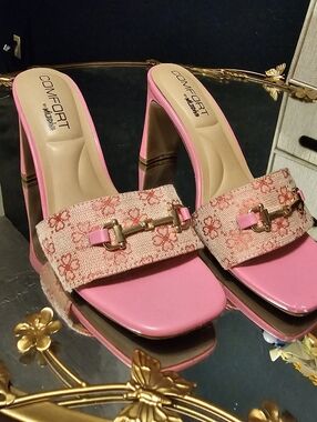 Pink Floral Slide Heel